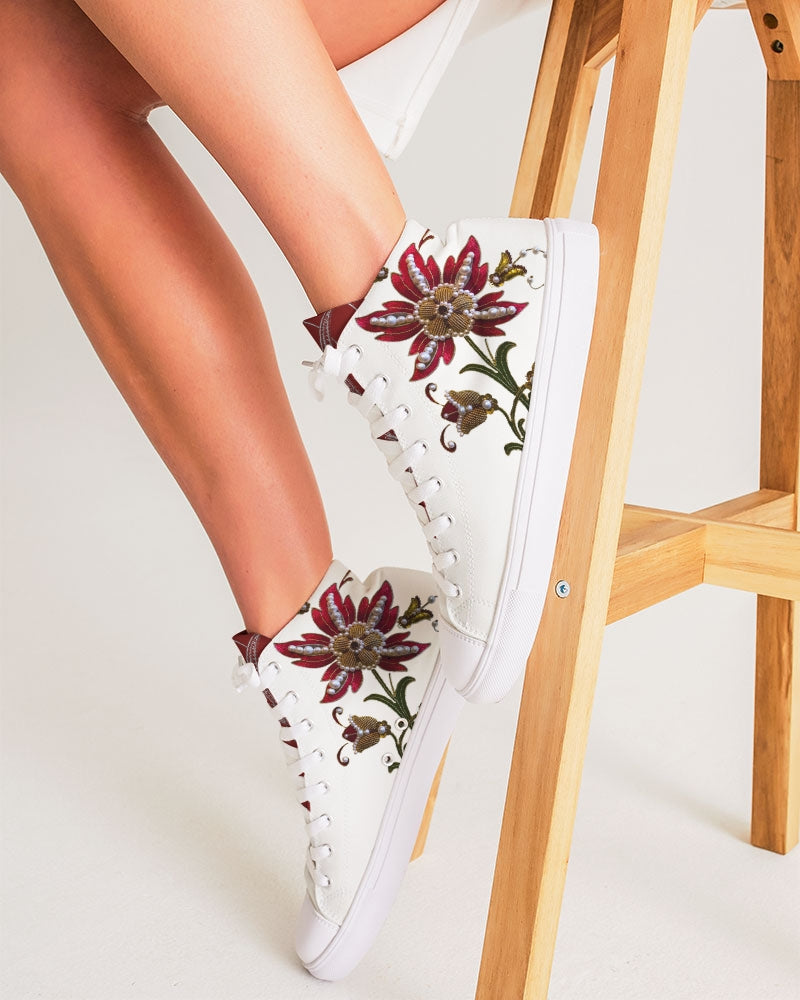 Crimson Aurum Flora Women's Hightop Canvas Shoe