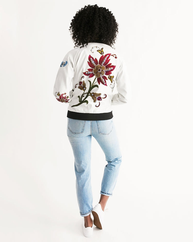 Crimson Aurum Flora Women's Bomber Jacket