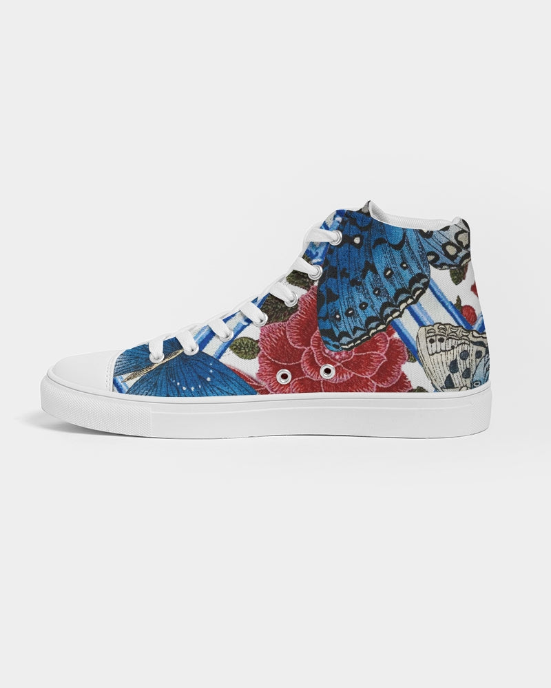 Butterflies and Roses Men's Hightop Canvas Shoe