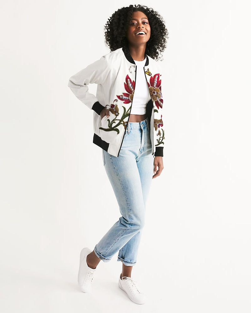 Crimson Aurum Flora Women's Bomber Jacket