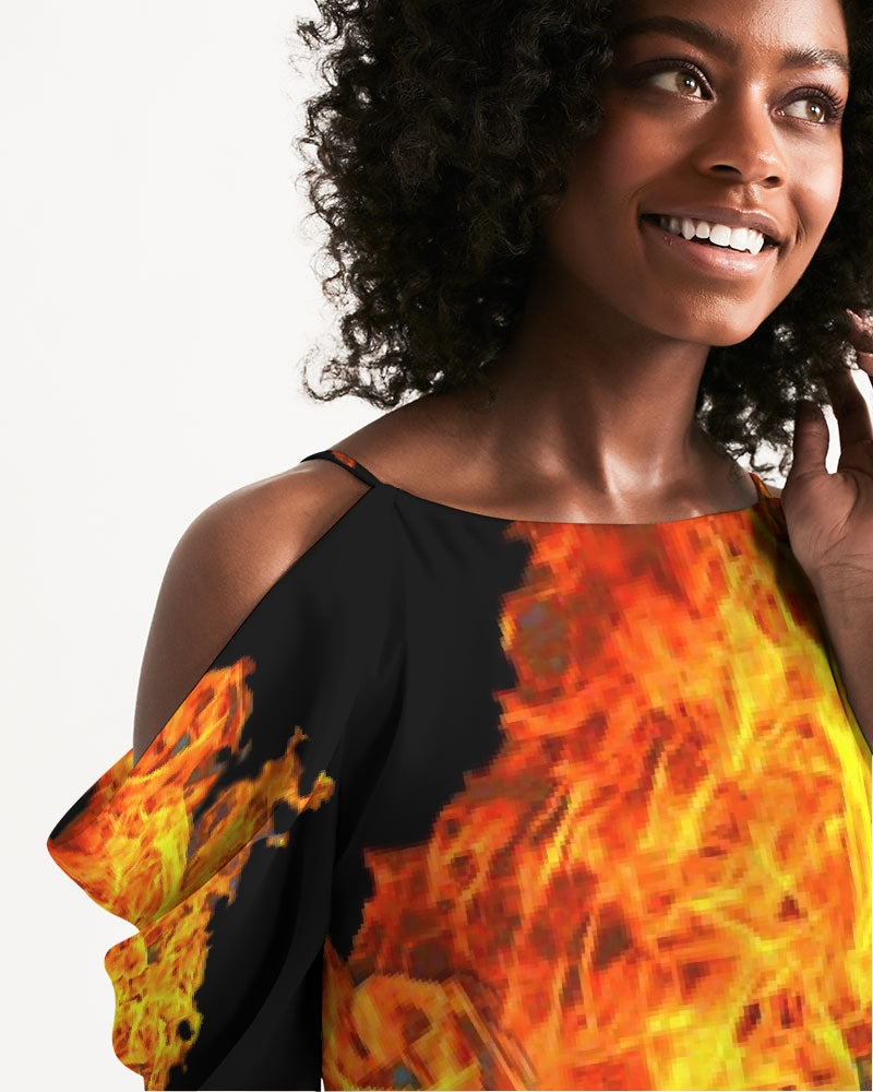Inferno Collection Women's Open Shoulder A-Line Dress