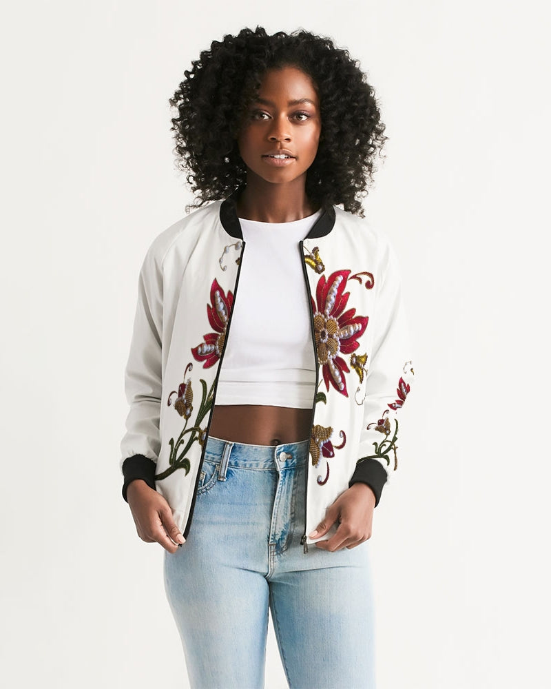 Crimson Aurum Flora Women's Bomber Jacket