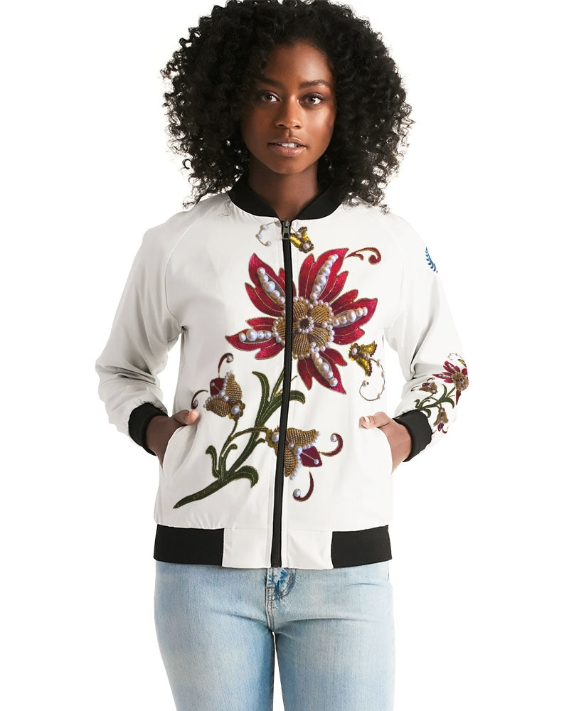 Crimson Aurum Flora Women's Bomber Jacket
