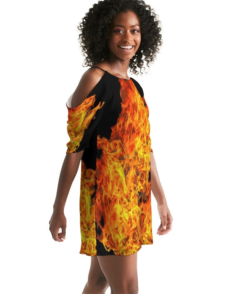 Inferno Collection Women's Open Shoulder A-Line Dress
