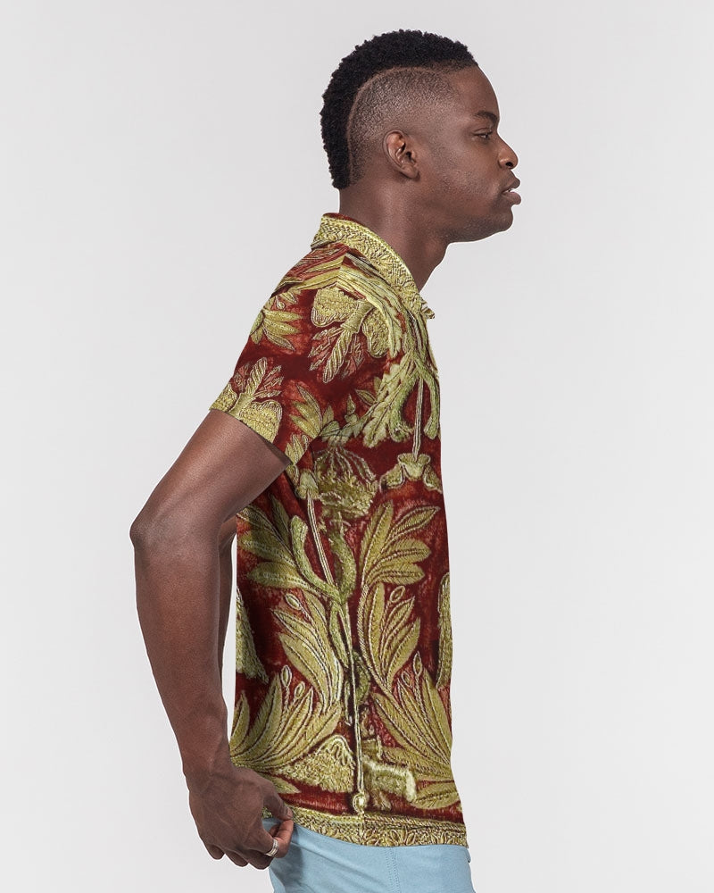 Red Velvet Men's All-Over Print Slim Fit Short Sleeve Polo