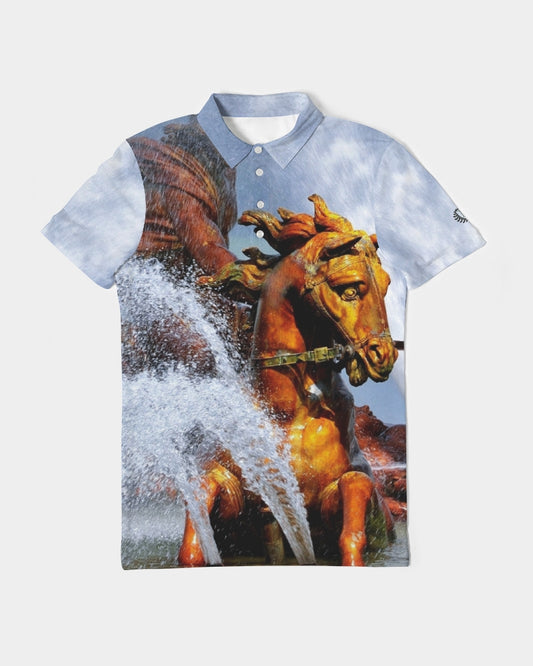 Apollo  Men's All-Over Print Slim Fit Short Sleeve Polo