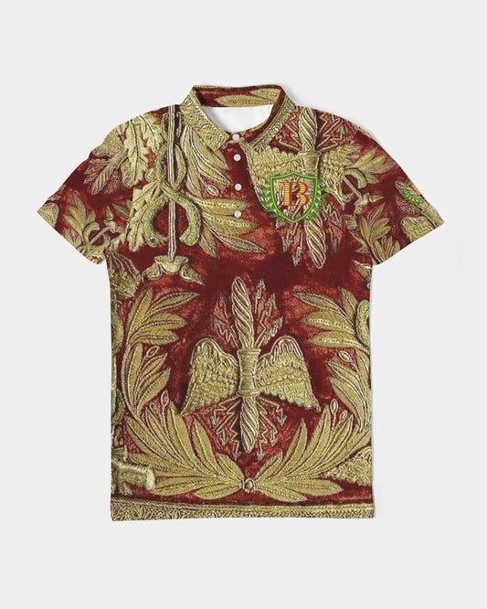 Red Velvet Men's All-Over Print Slim Fit Short Sleeve Polo