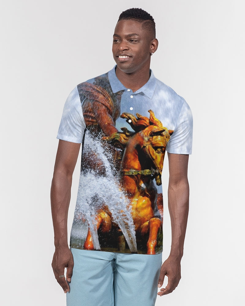 Apollo  Men's All-Over Print Slim Fit Short Sleeve Polo
