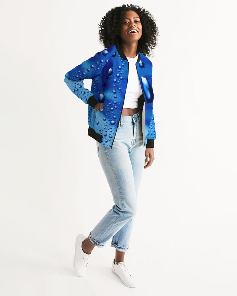 Azul Waterdrops Women's All-Over Print Bomber Jacket