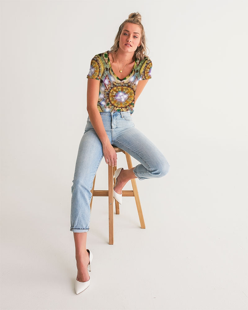 Antique Women's All-Over Print V-Neck Tee