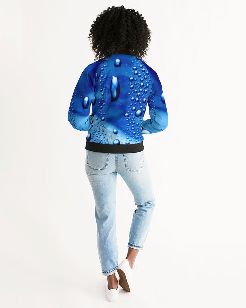 Azul Waterdrops Women's All-Over Print Bomber Jacket