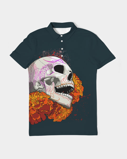Dia Muerta Men's All-Over Print Slim Fit Short Sleeve Polo