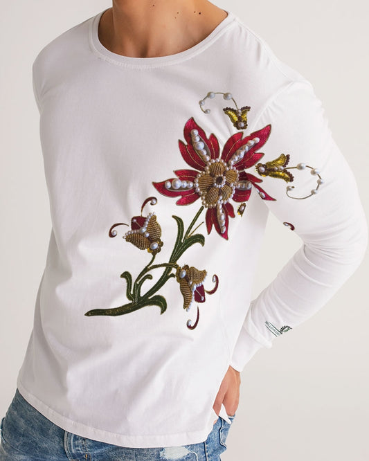 Crimson Aurum Flora Men's All-Over Print Long Sleeve Tee