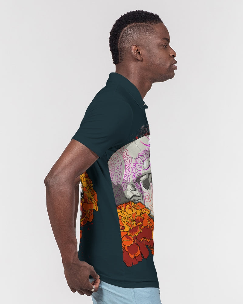 Dia Muerta Men's All-Over Print Slim Fit Short Sleeve Polo