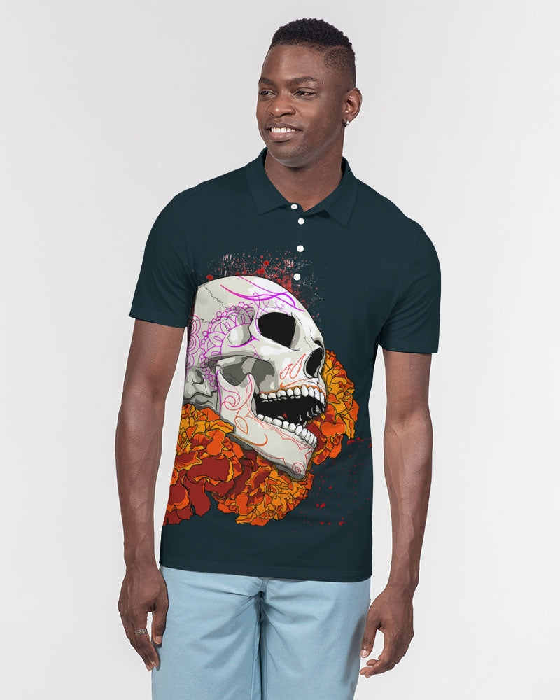 Dia Muerta Men's All-Over Print Slim Fit Short Sleeve Polo