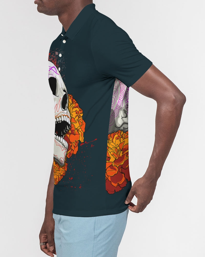 Dia Muerta Men's All-Over Print Slim Fit Short Sleeve Polo