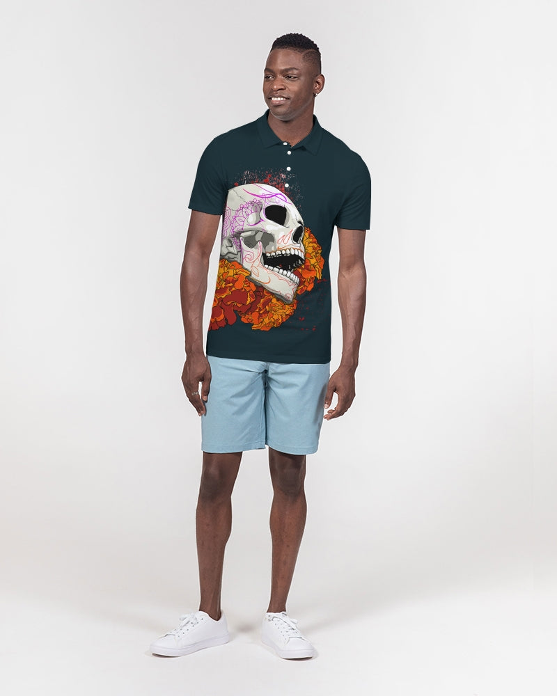 Dia Muerta Men's All-Over Print Slim Fit Short Sleeve Polo