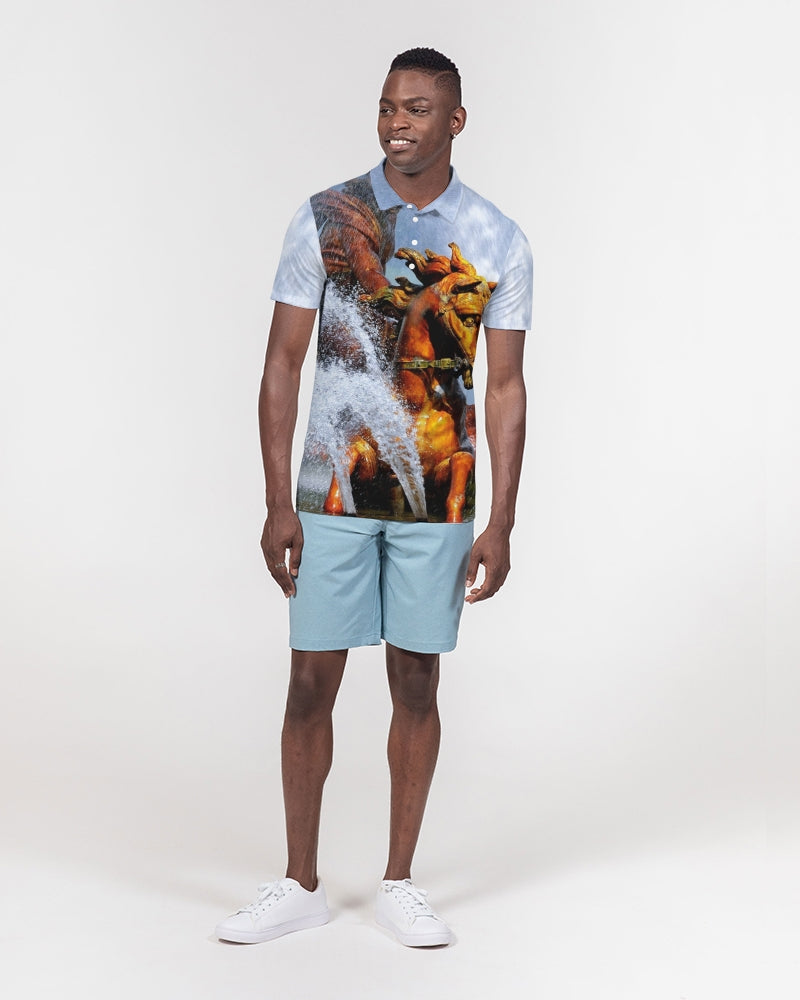Apollo  Men's All-Over Print Slim Fit Short Sleeve Polo