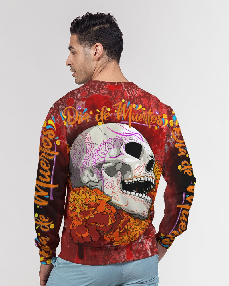 deR Muerta  Men's All-Over Print Classic French Terry Crewneck Pullover