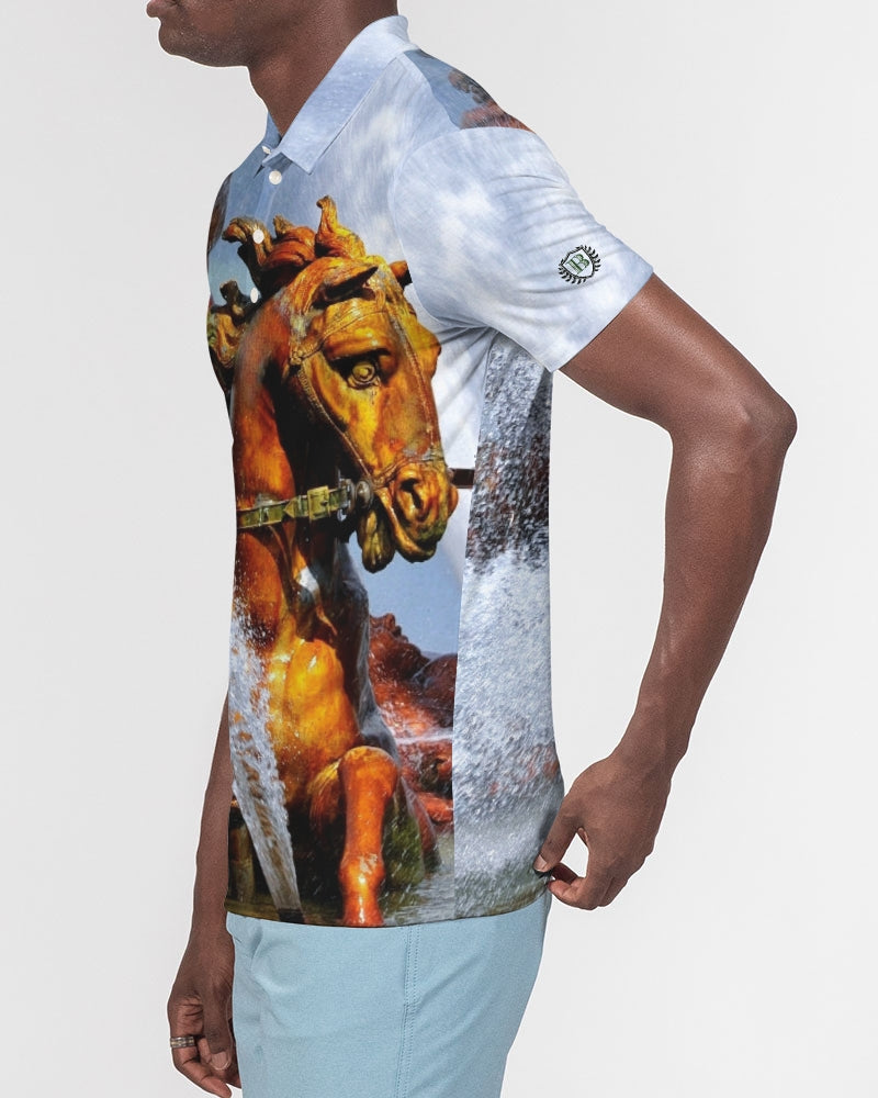 Apollo  Men's All-Over Print Slim Fit Short Sleeve Polo