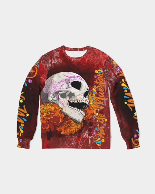deR Muerta  Men's All-Over Print Classic French Terry Crewneck Pullover