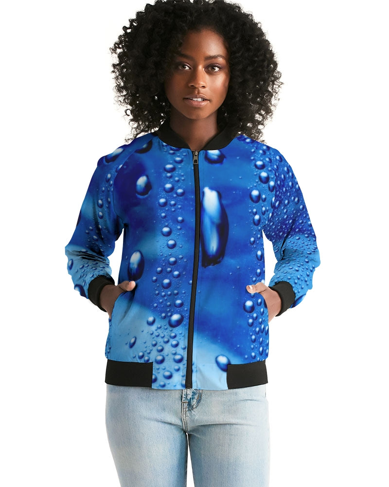Azul Waterdrops Women's All-Over Print Bomber Jacket