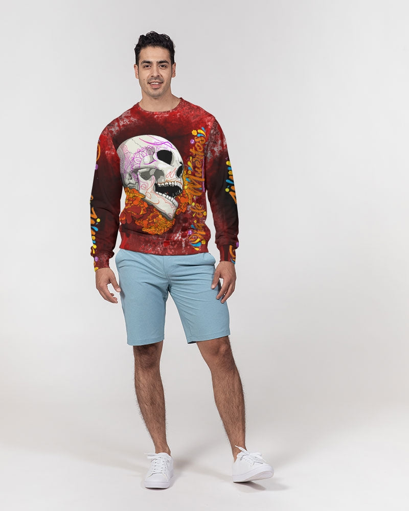 deR Muerta  Men's All-Over Print Classic French Terry Crewneck Pullover