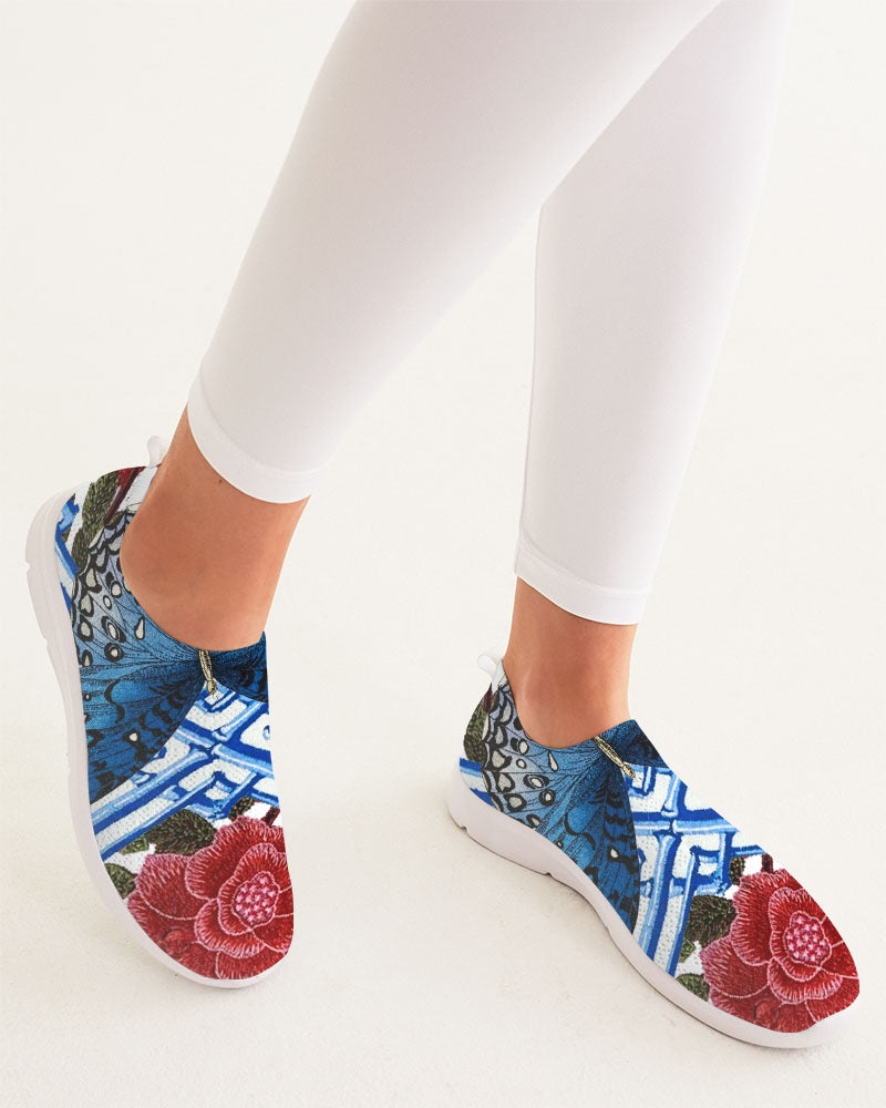 Butterflies and Roses Women's Slip-On Flyknit Shoe