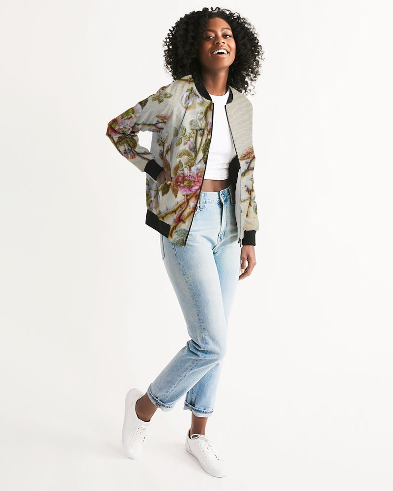 Ivory Flora Women's Bomber Jacket