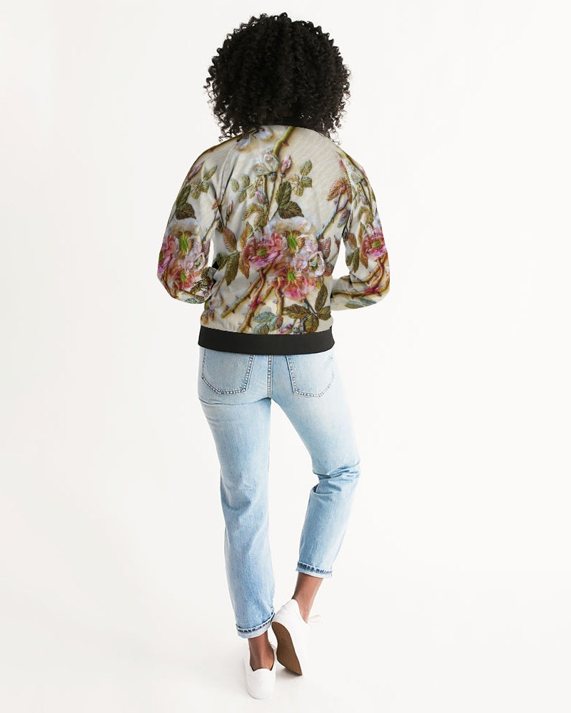 Ivory Flora Women's Bomber Jacket