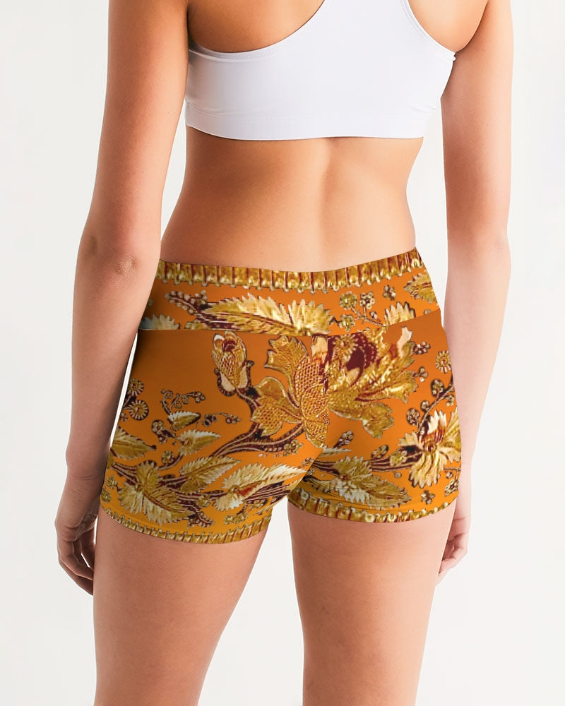 Persian Print Women's Mid-Rise Yoga Shorts