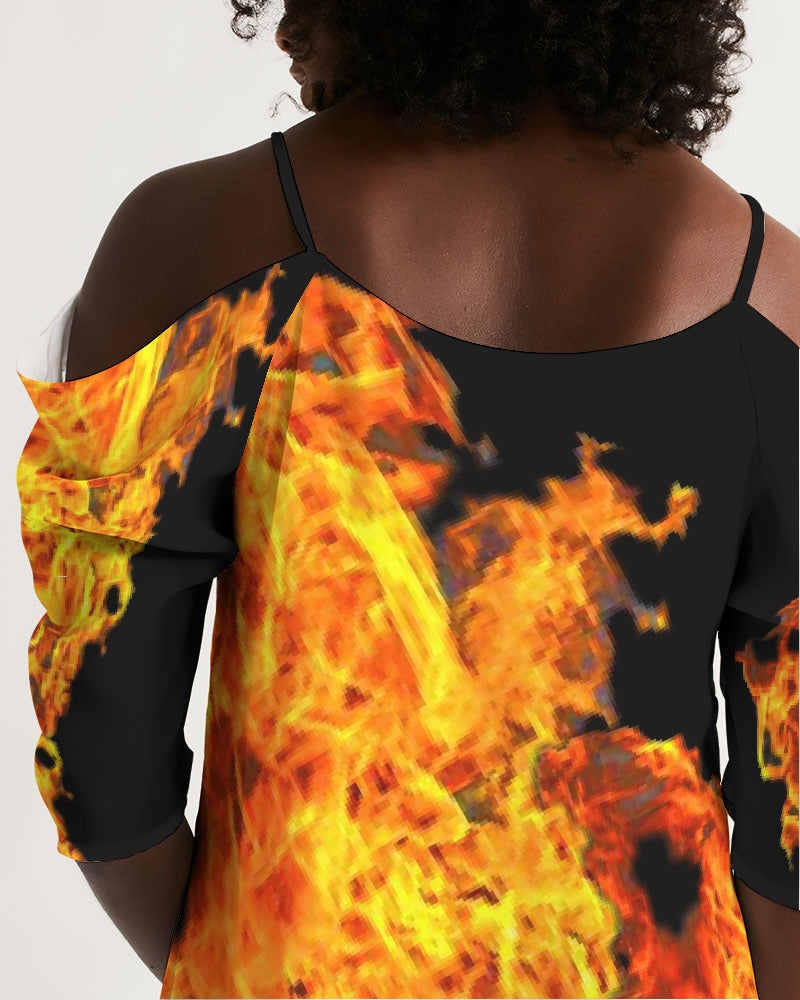 Inferno Collection Women's Open Shoulder A-Line Dress