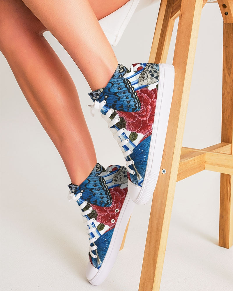 Butterflies and Roses Women's Hightop Canvas Shoe
