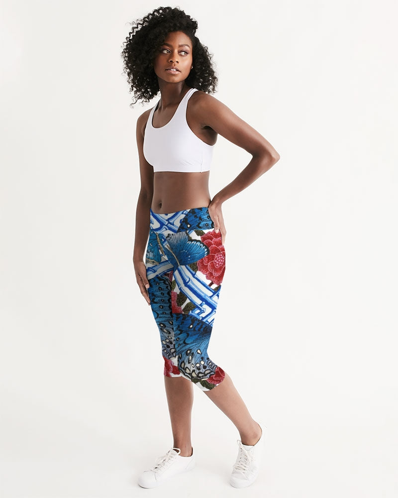 Butterflies and Roses Women's Mid-Rise Capri
