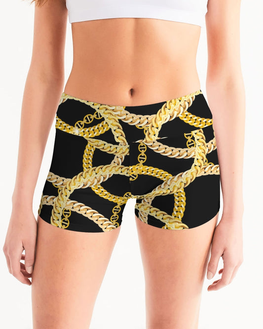 Gold Links Women's Mid-Rise Yoga Shorts