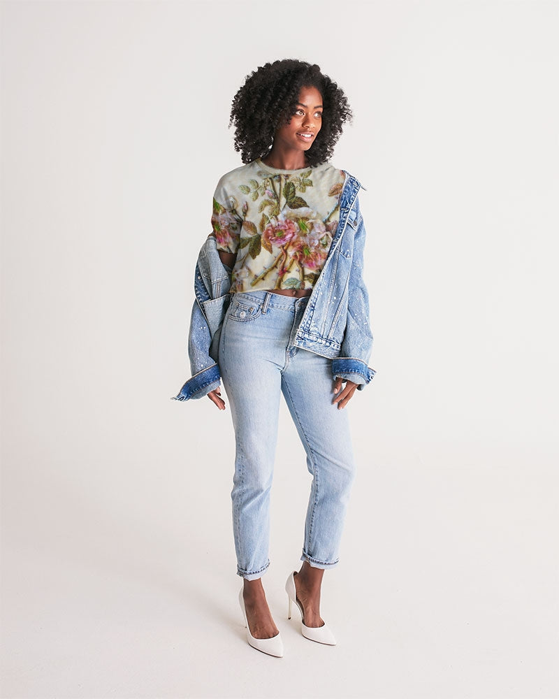 Ivory Flora Women's Lounge Cropped Tee
