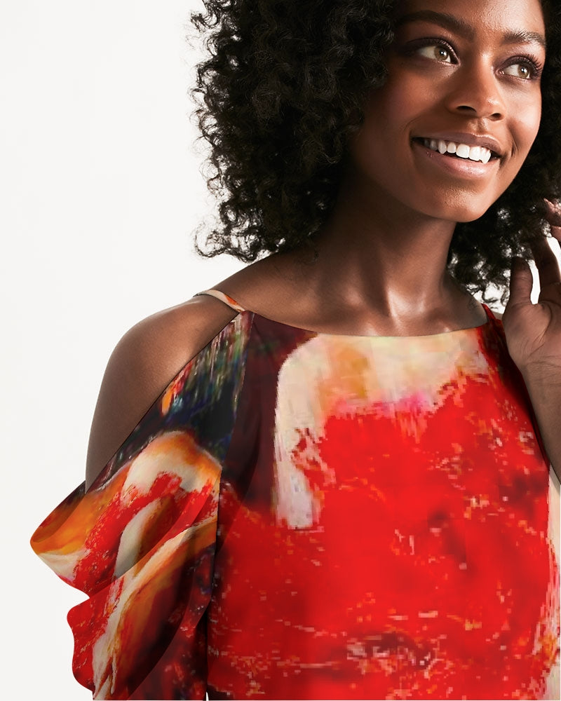 Flamenco Women's Open Shoulder A-Line Dress