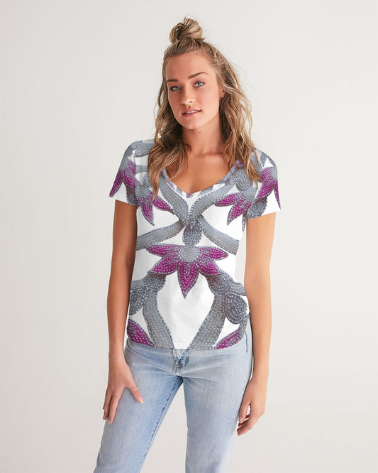 Flowers and Pearls Women's V-Neck Tee