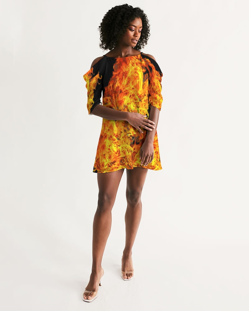 Inferno Collection Women's Open Shoulder A-Line Dress