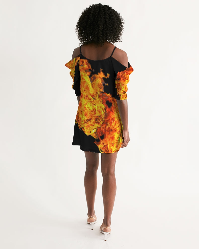 Inferno Collection Women's Open Shoulder A-Line Dress