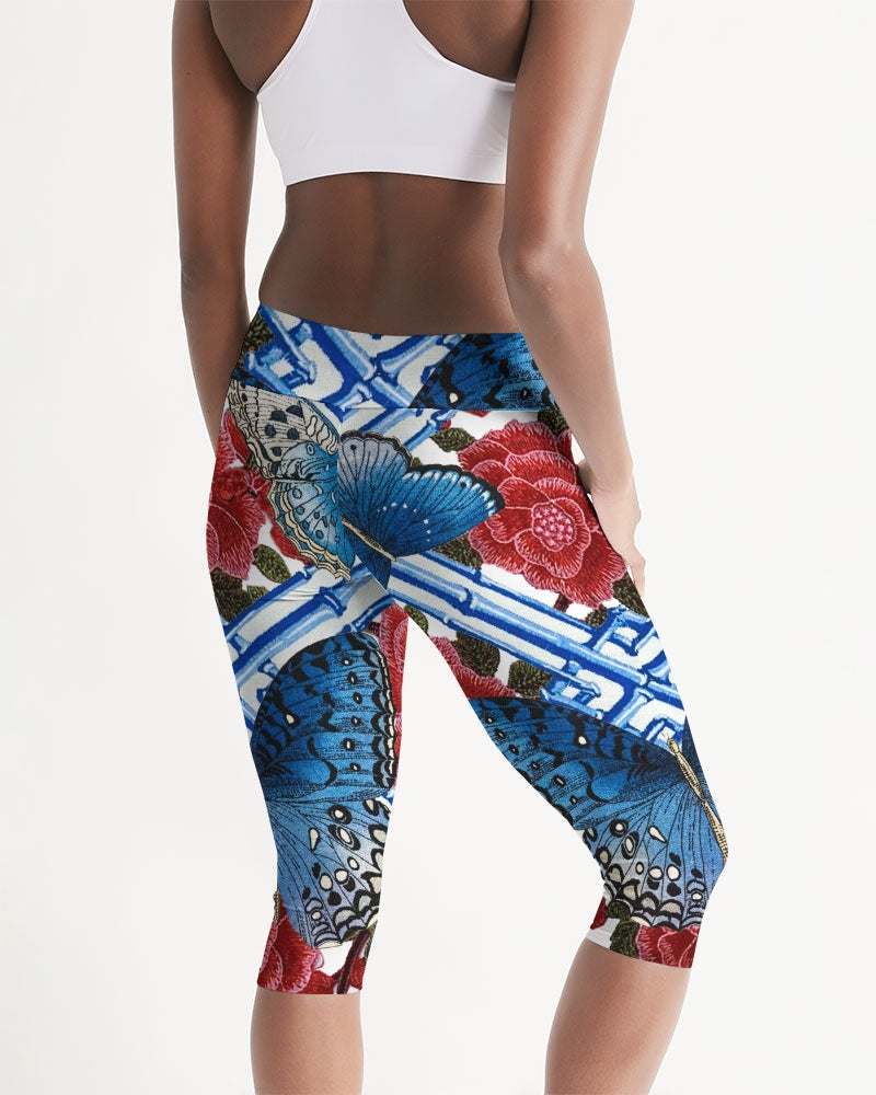 Butterflies and Roses Women's Mid-Rise Capri