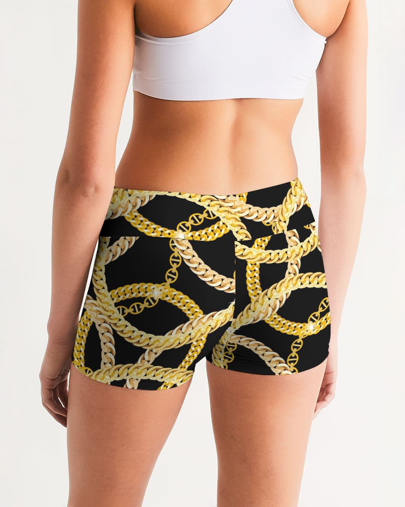 Gold Links Women's Mid-Rise Yoga Shorts