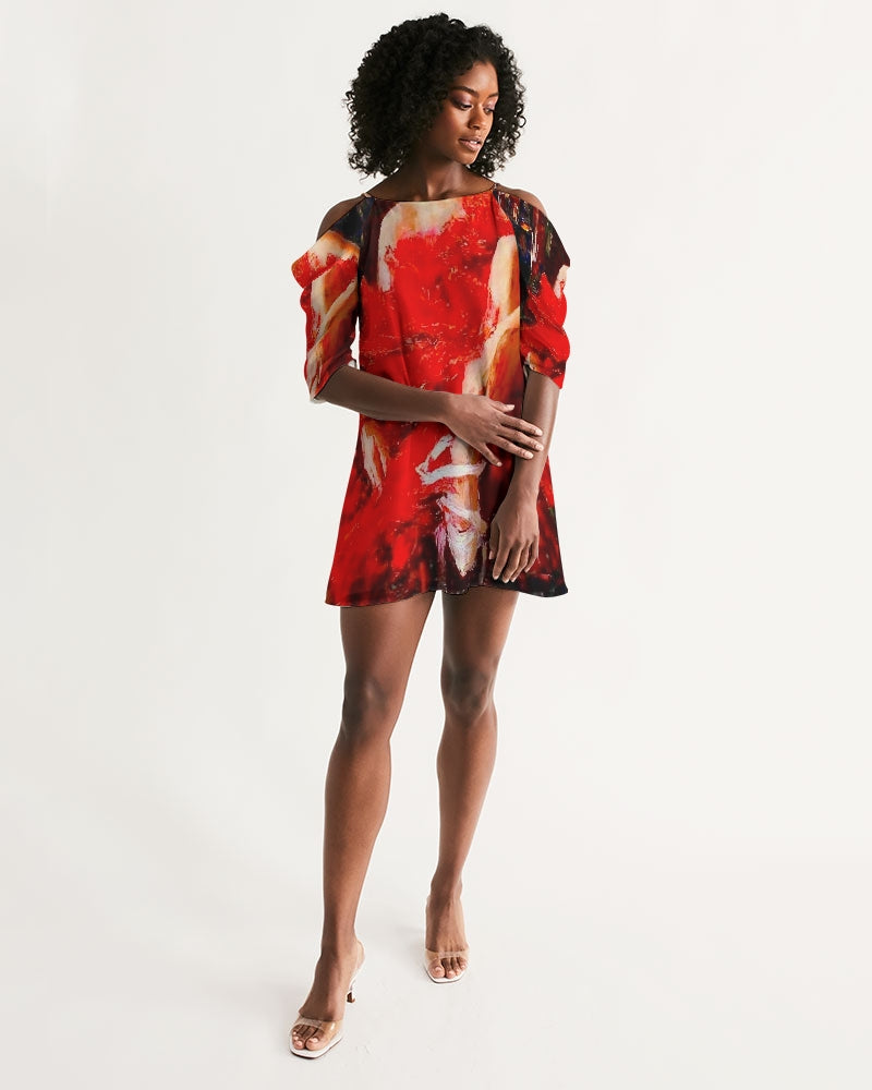 Flamenco Women's Open Shoulder A-Line Dress