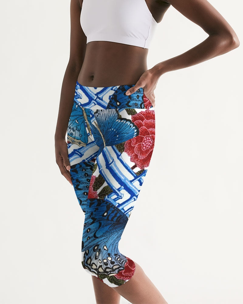 Butterflies and Roses Women's Mid-Rise Capri