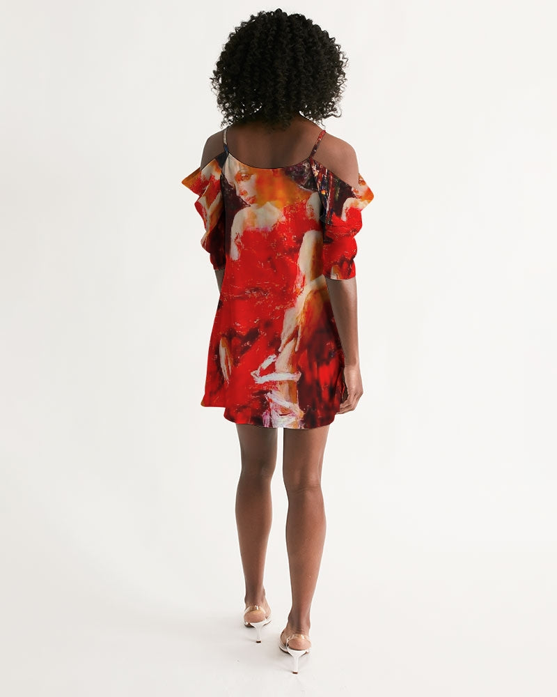 Flamenco Women's Open Shoulder A-Line Dress