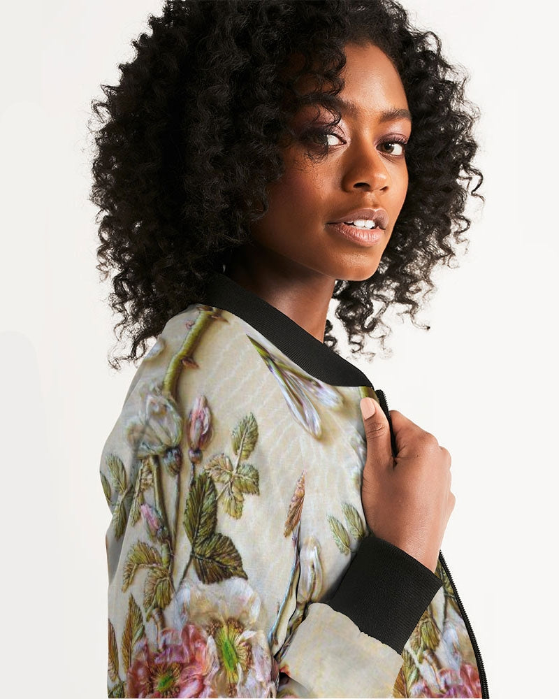 Ivory Flora Women's Bomber Jacket
