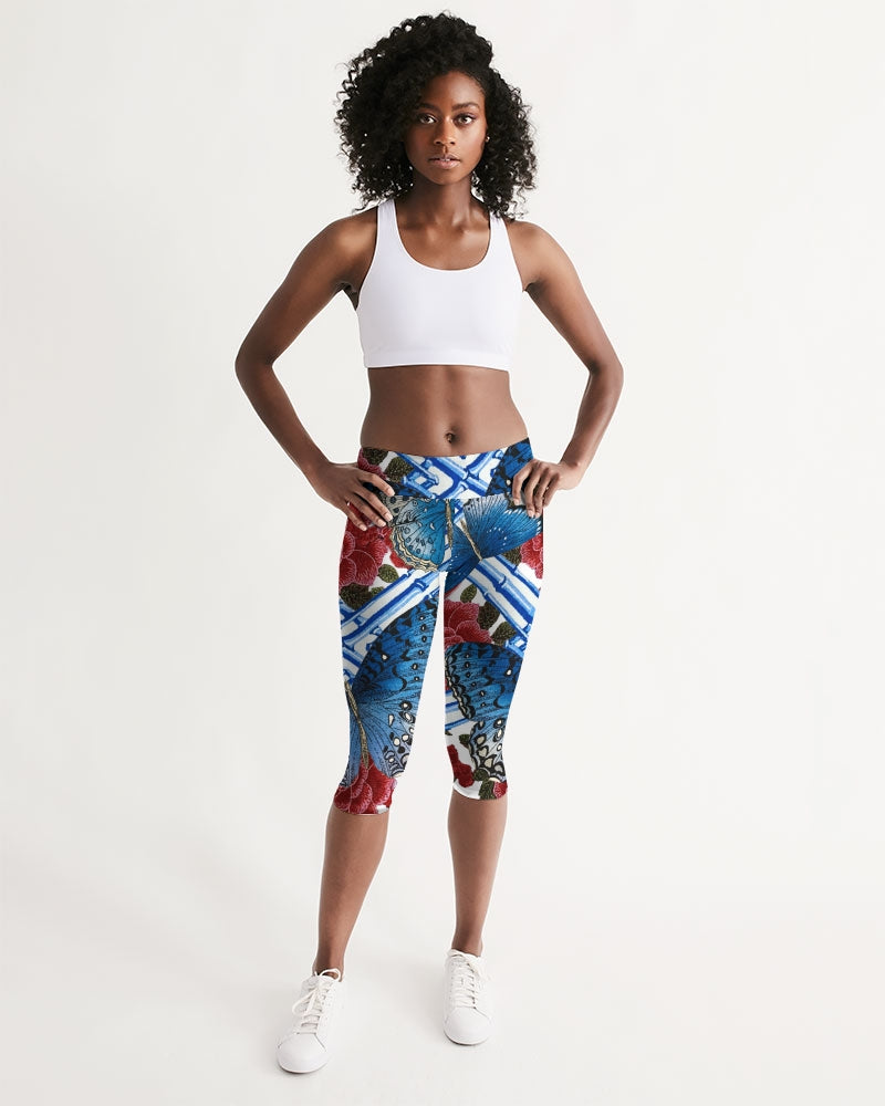 Butterflies and Roses Women's Mid-Rise Capri