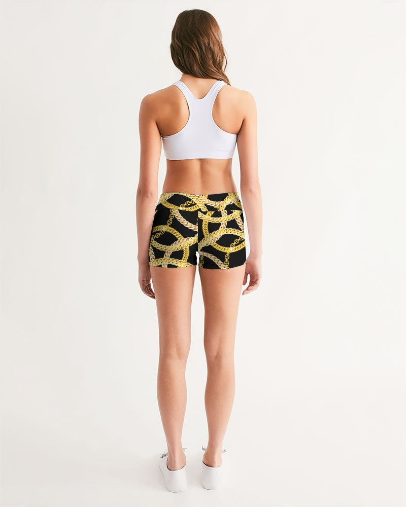 Gold Links Women's Mid-Rise Yoga Shorts