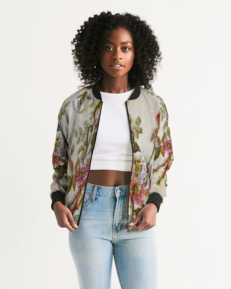 Ivory Flora Women's Bomber Jacket