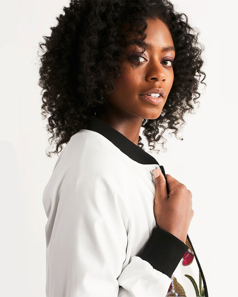 Crimson Aurum Flora Women's Bomber Jacket